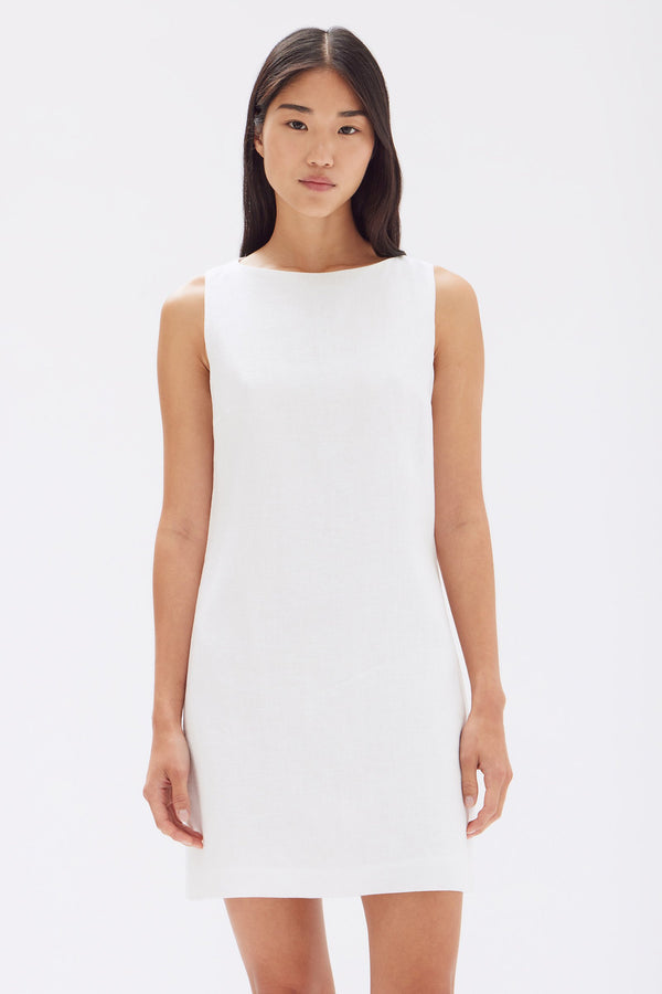 Nadine Linen Mini Dress White