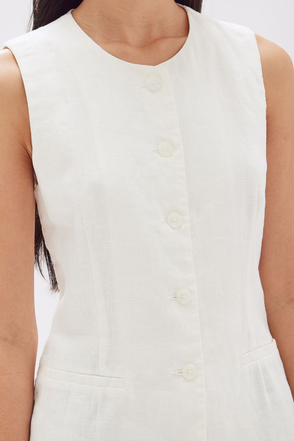 Calla Linen Top White