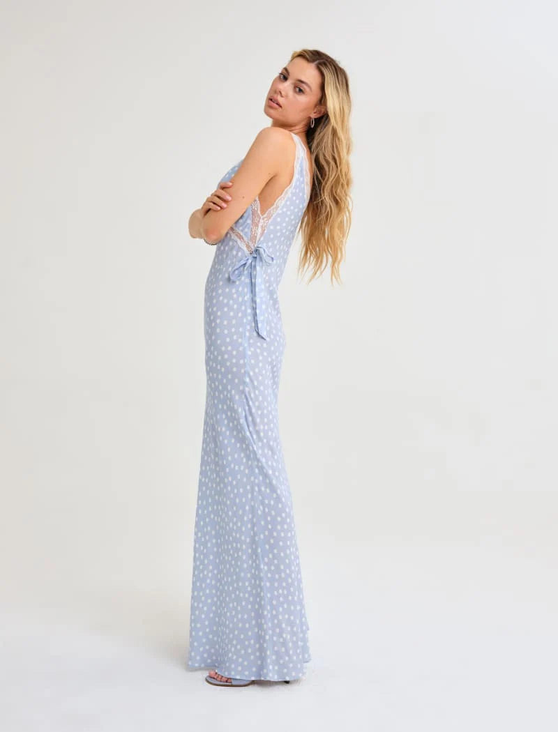 Dolly Midi Dress Blue Ditsy Dot