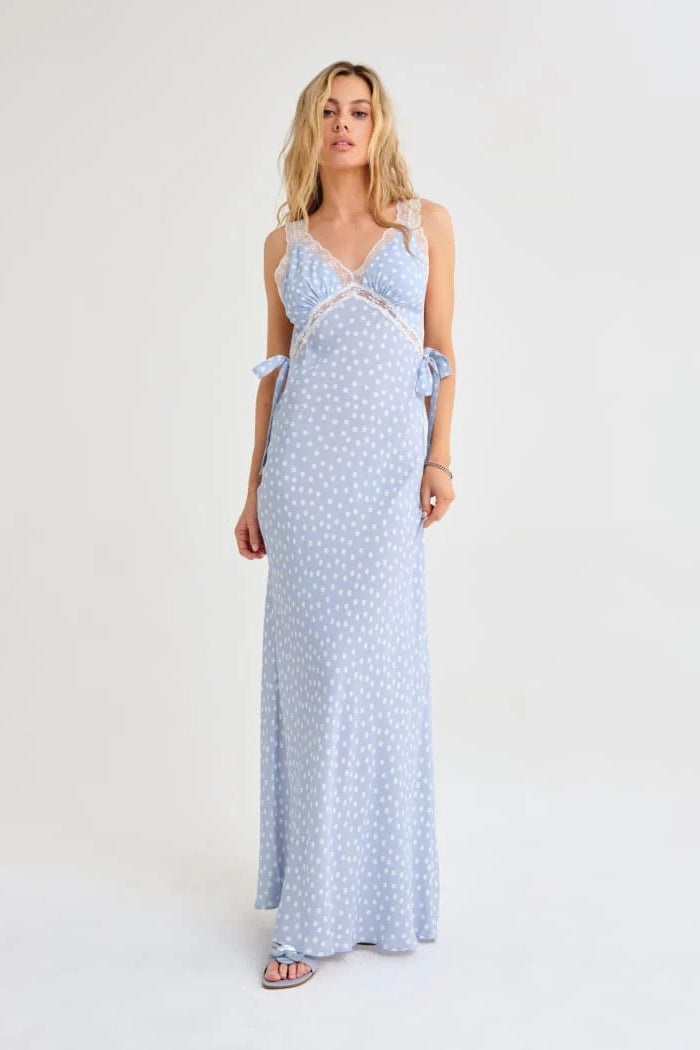 Dolly Midi Dress Blue Ditsy Dot