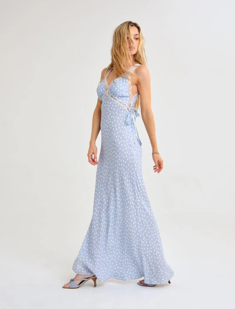 Dolly Midi Dress Blue Ditsy Dot
