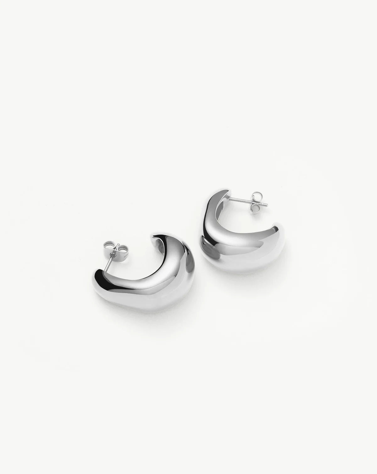 Dome Medium Hoop Earrings Silver