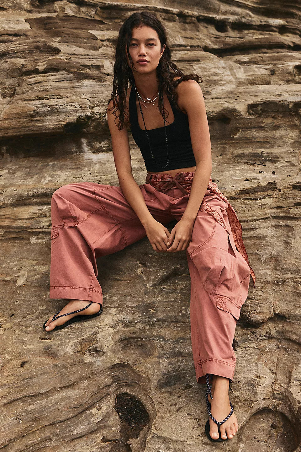 Onset Printed Pull On Cargo Pants Paper Lantern