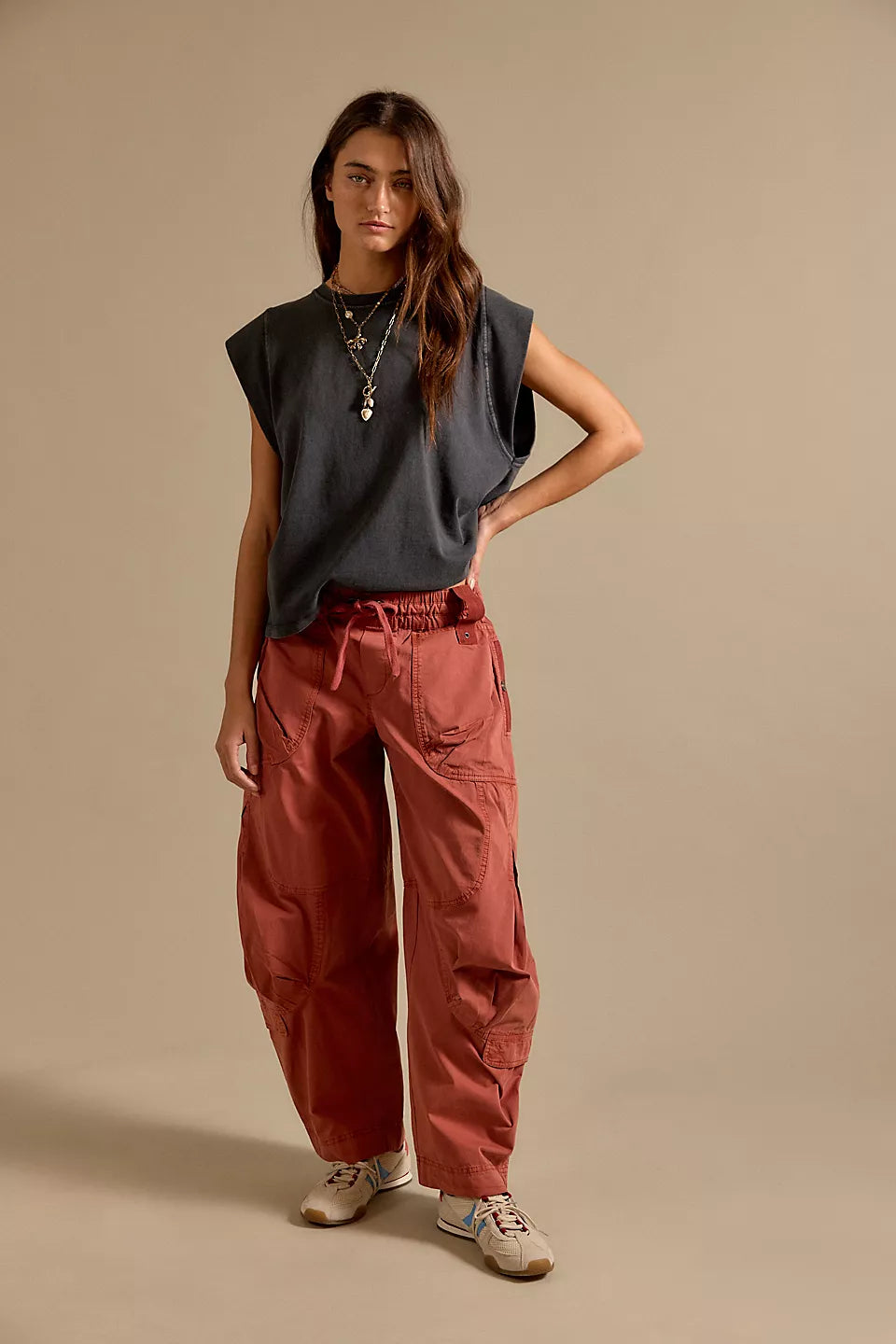 Onset Printed Pull On Cargo Pants Paper Lantern