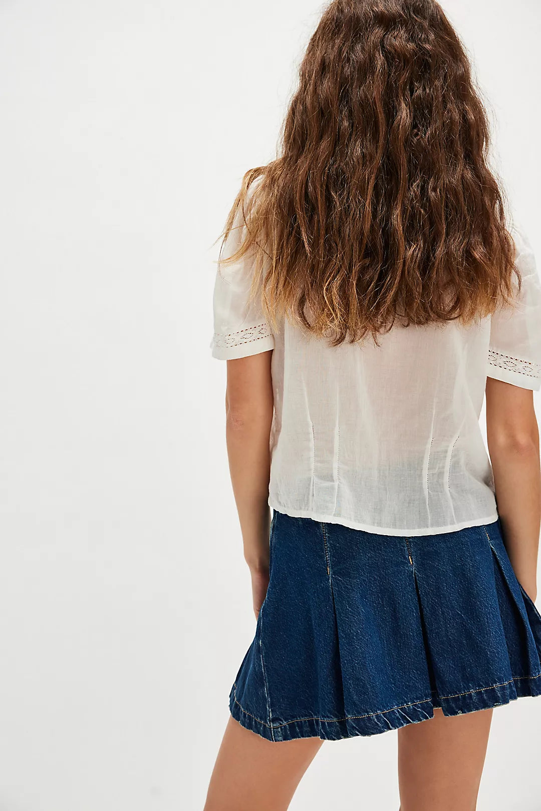 Madison Ave Denim Mini Skirt Wandering Eyes