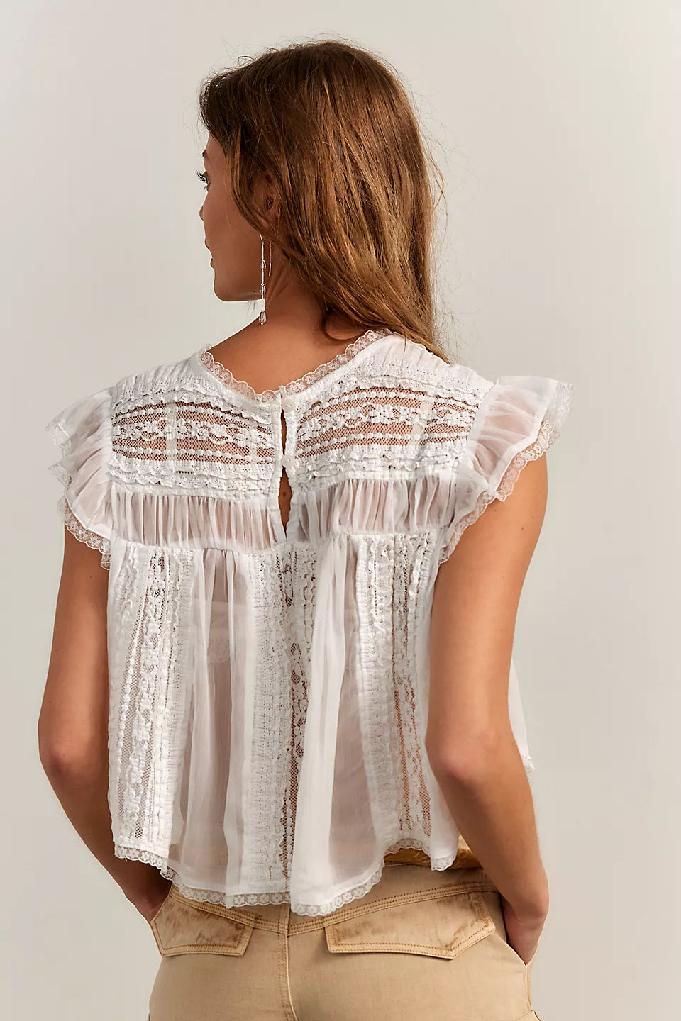 Free People Sun Drenched Blouse Ivory