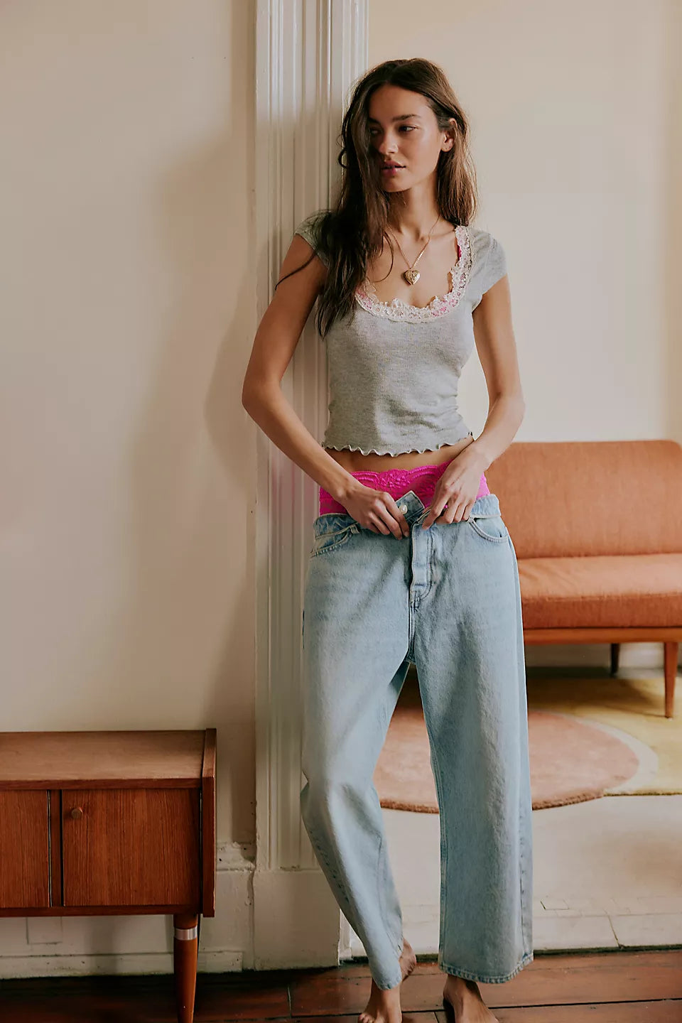 Free People Oh My Darling Tee Grey