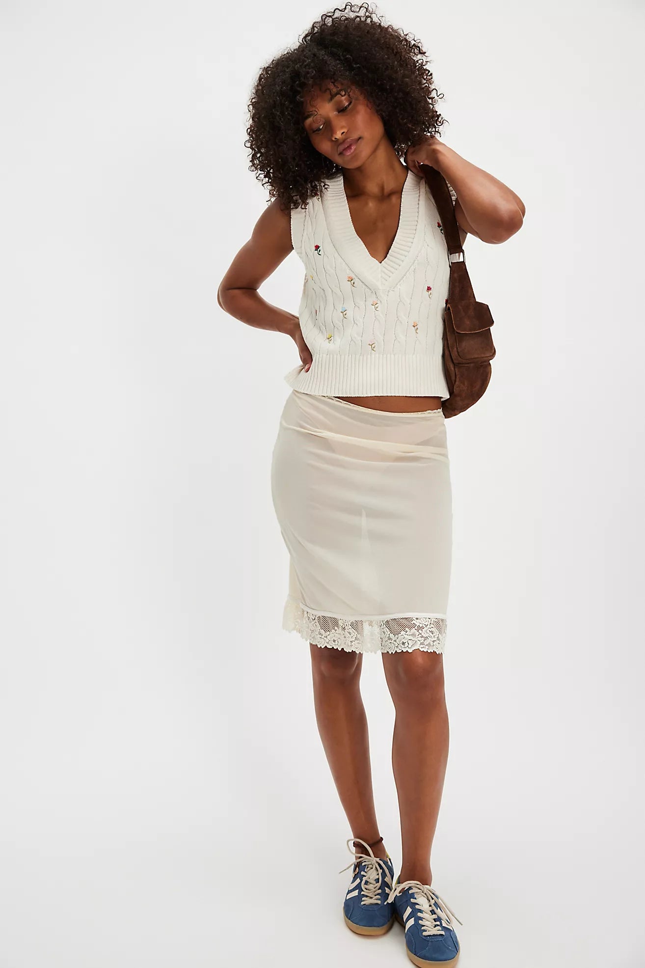 Plumeria Floral Vest White