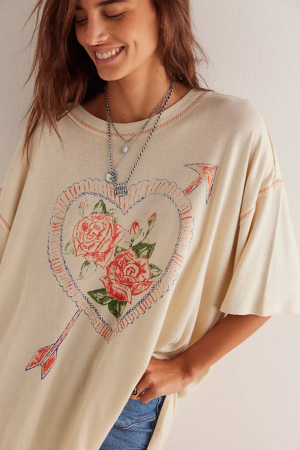 We The Free Love Rose Tee Ivory