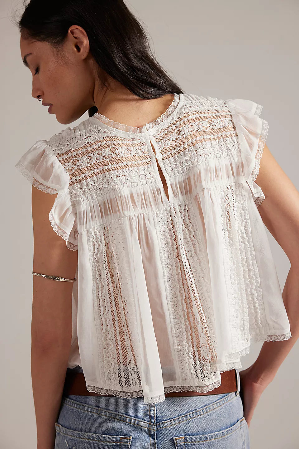 Free People Sun Drenched Blouse Ivory