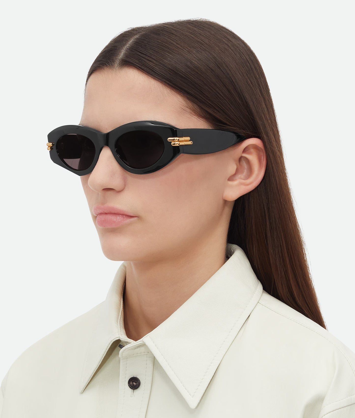 Bottega Veneta Mitre Oval Sunglasses Black BV1322S001