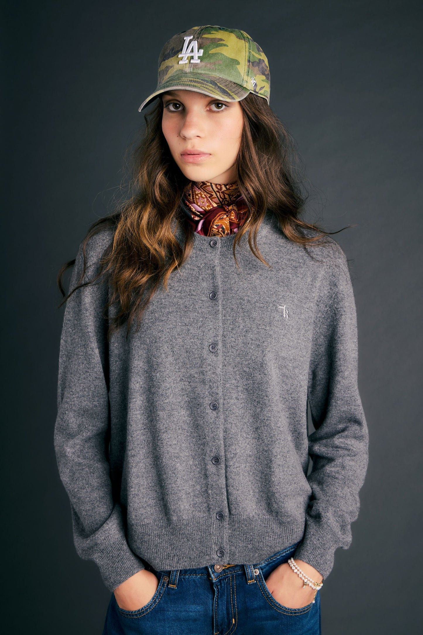 Posy Cashmere Cardigan Grey