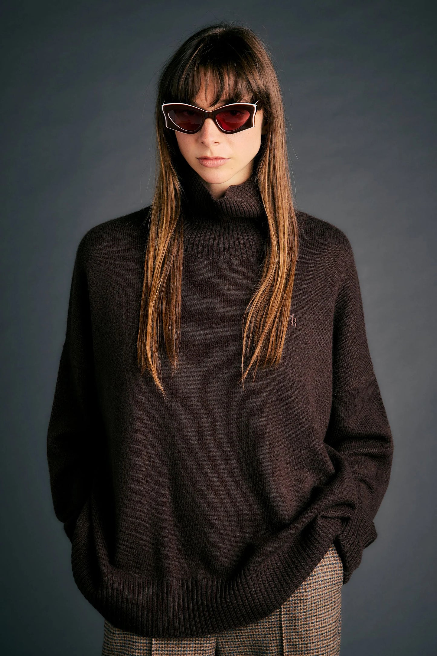 Carmen Oversized Turtleneck Sweater Chocolate