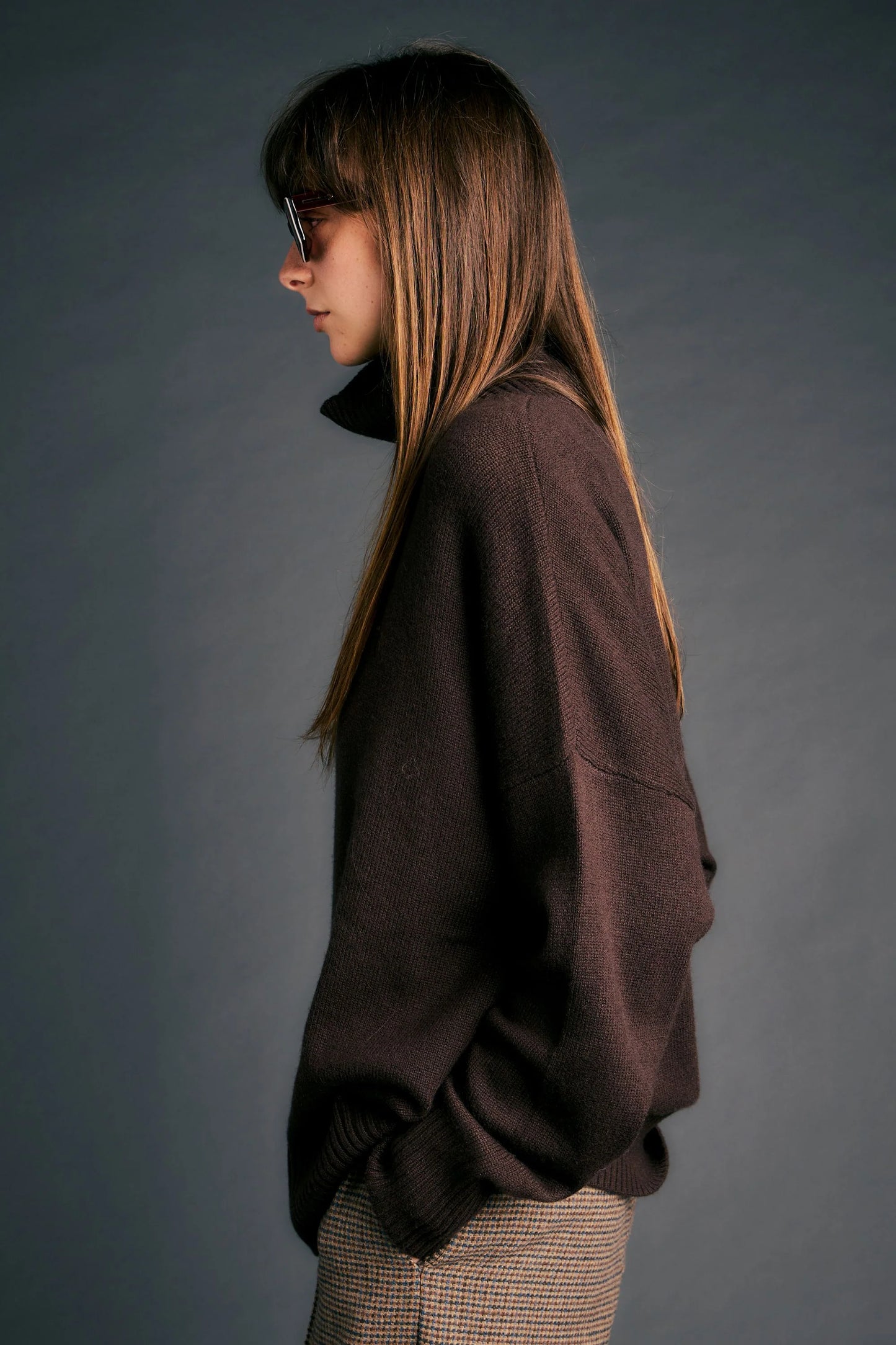 Carmen Oversized Turtleneck Sweater Chocolate