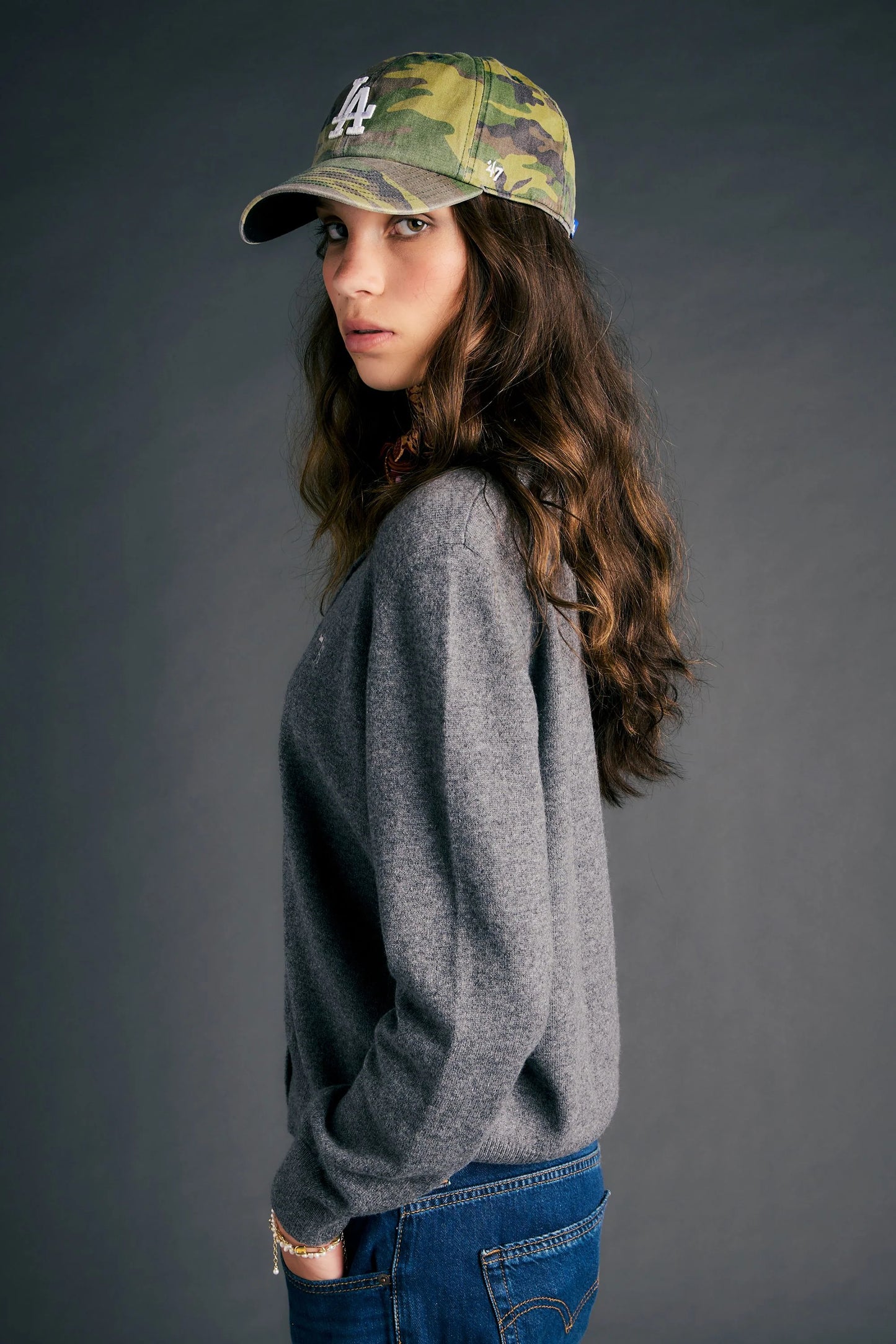 Posy Cashmere Cardigan Grey