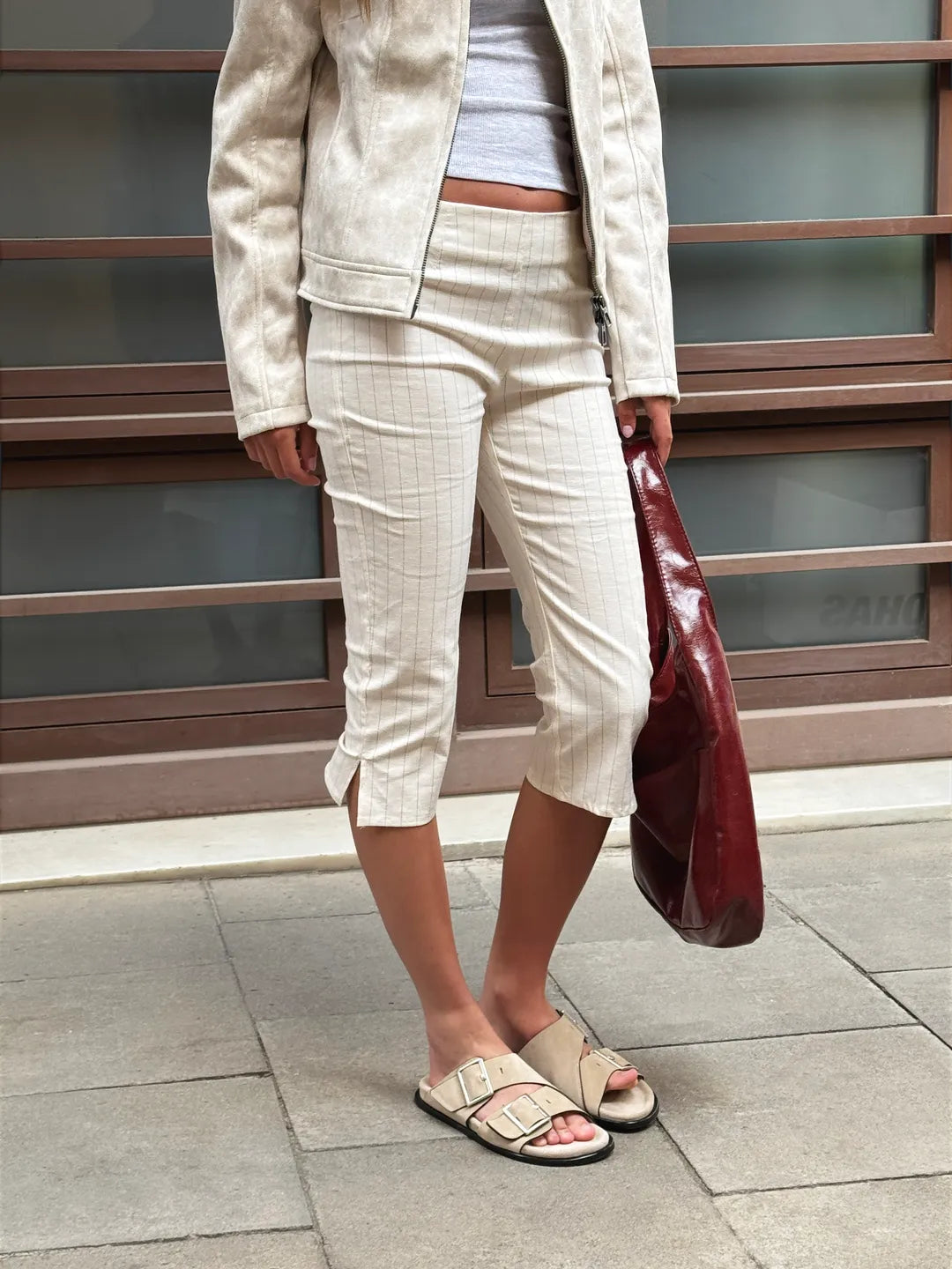 Alba Suede Beige Leather Sandals