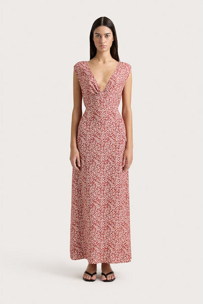 Alpes Midi Dress Peony Garnet