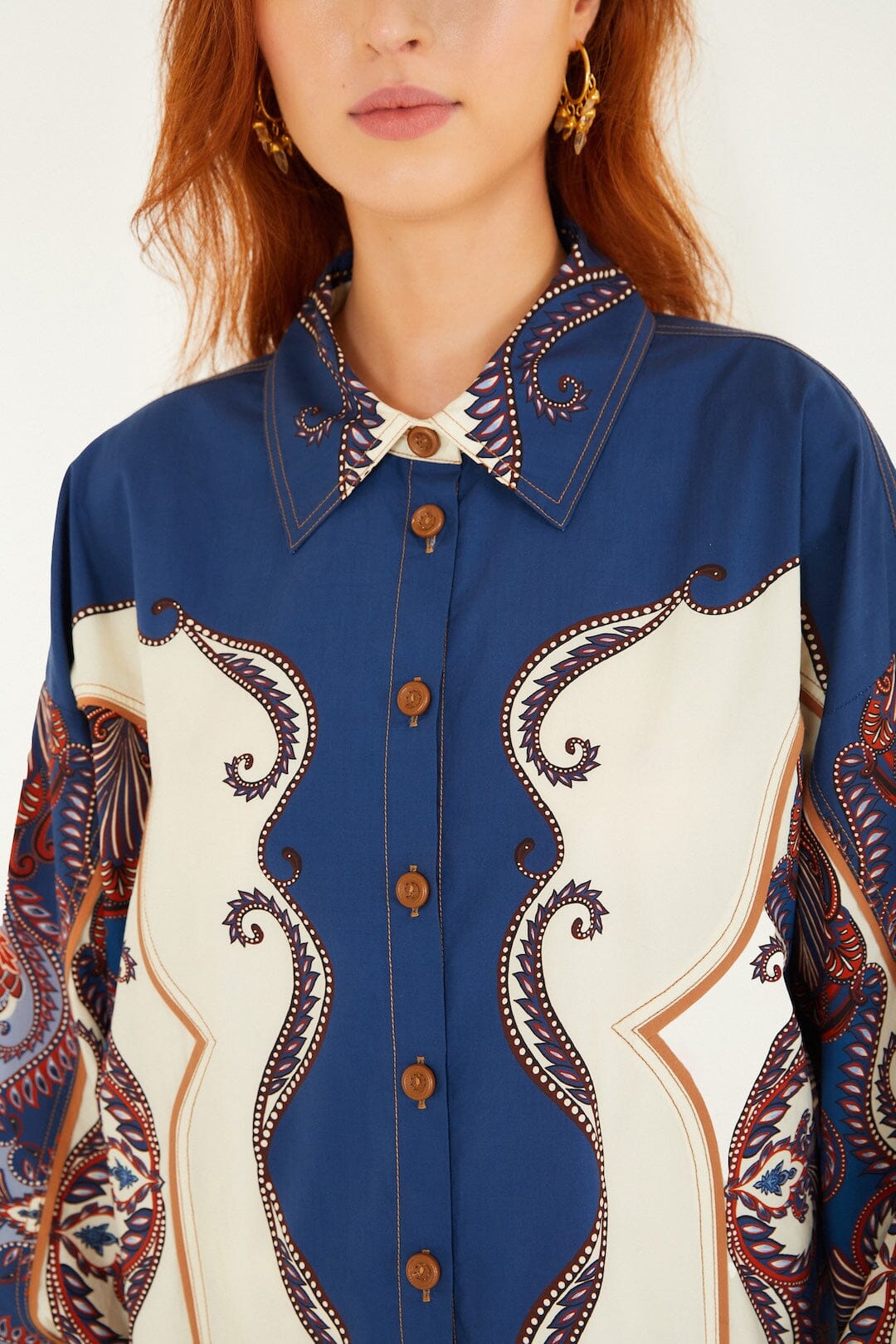 Sand Arabesque Scarf Collared Shirt