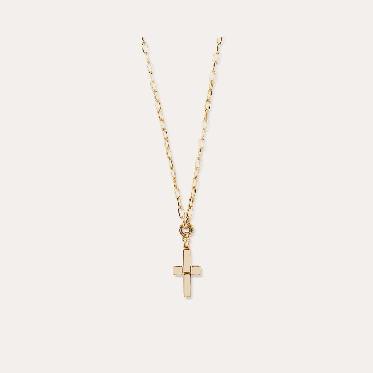 Gas Bijoux Cross Necklace small Ivory