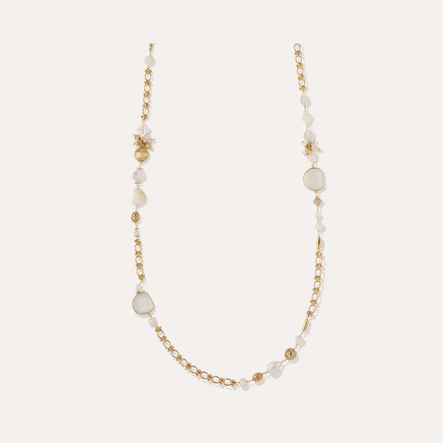 Gas Bijoux Victorian Long Necklace White Mother of Pearl