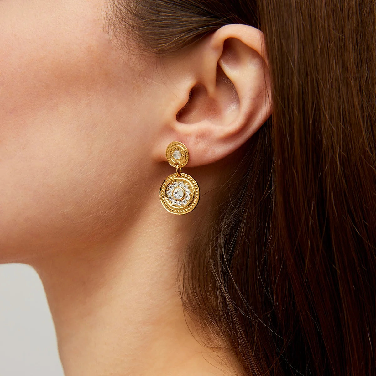 Gas Bijoux Enamel Sequin Earrings Crystal