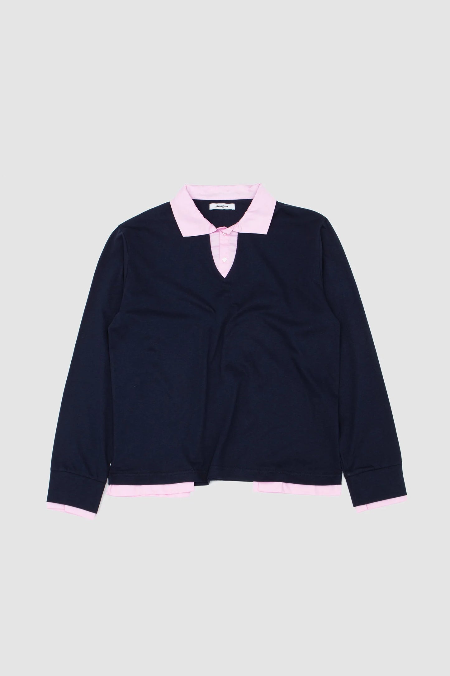 Luis Long Sleeve Polo Navy Pink
