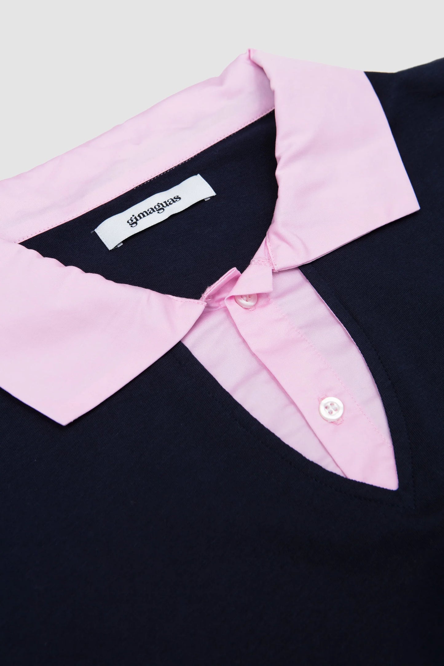 Luis Long Sleeve Polo Navy Pink