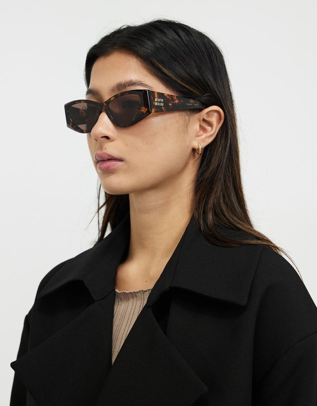 Miu Miu Oval Rectangular Sunglasses Tortoise 0MU 06YS