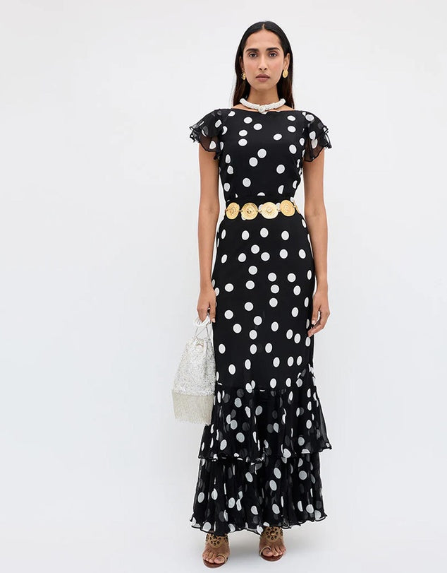 Ordinia Dress Mono Polka Dot Black