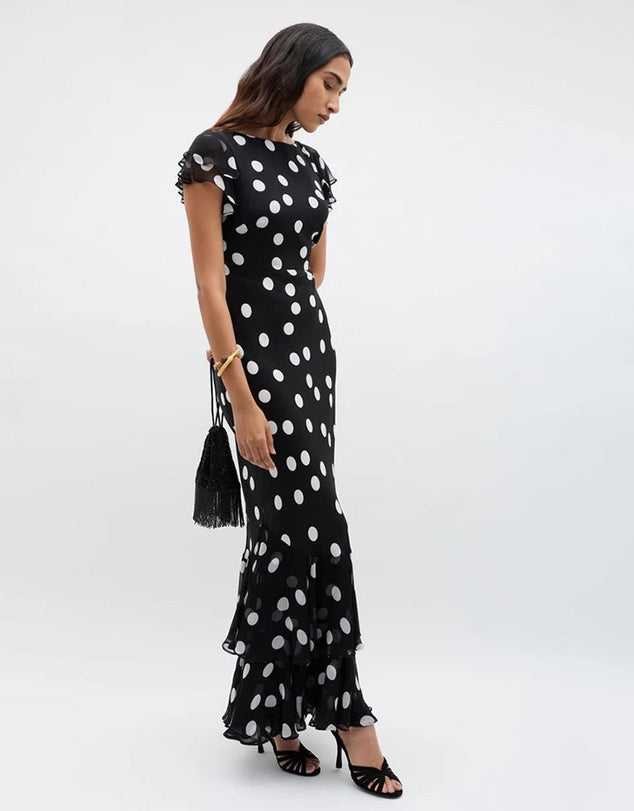 Ordinia Dress Mono Polka Dot Black