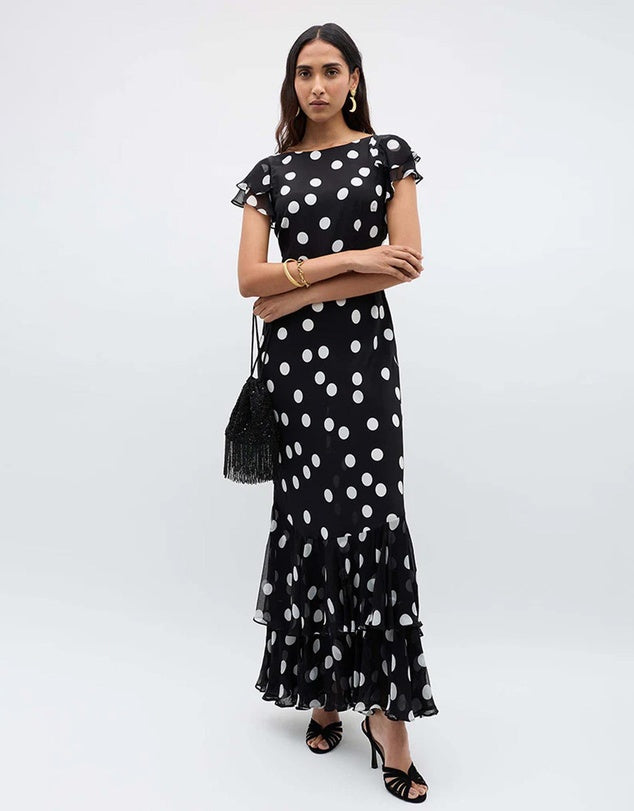 Ordinia Dress Mono Polka Dot Black