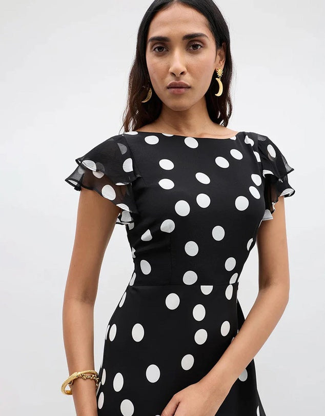 Ordinia Dress Mono Polka Dot Black