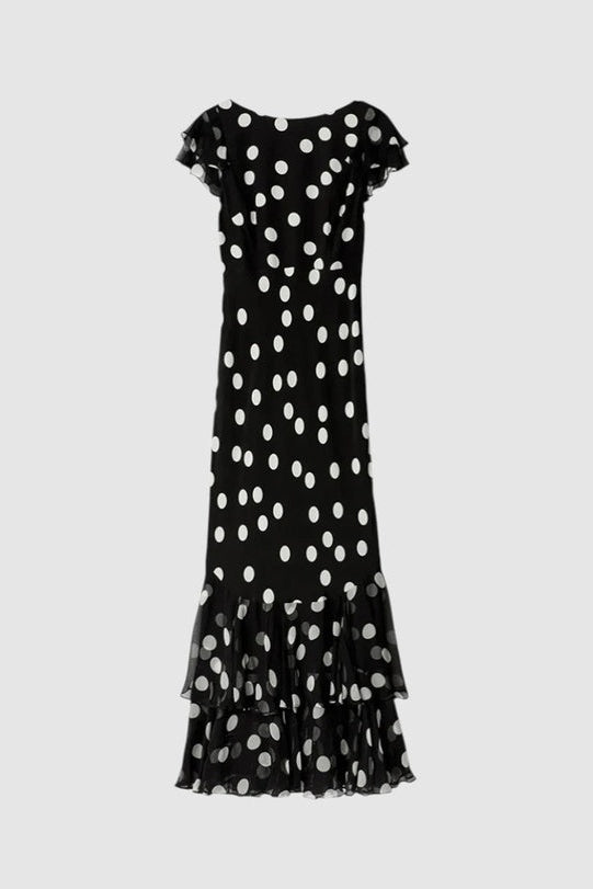 Ordinia Dress Mono Polka Dot Black