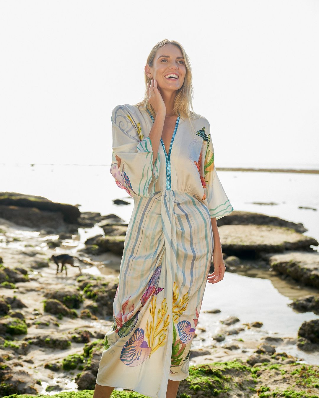 Sophia Kimono Dress Magic Ocean