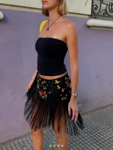 Nii hai Lara Fringe Skirt Black