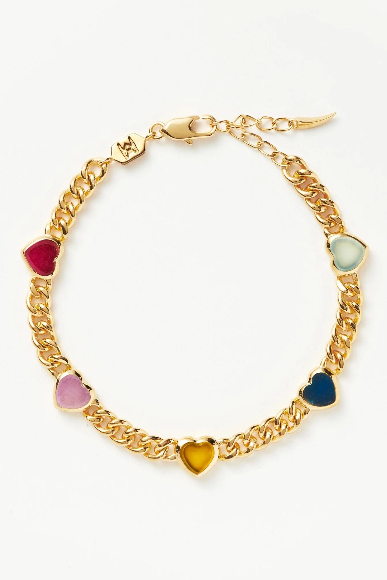 Jelly Heart Gemstone Charm Bracelet Multi