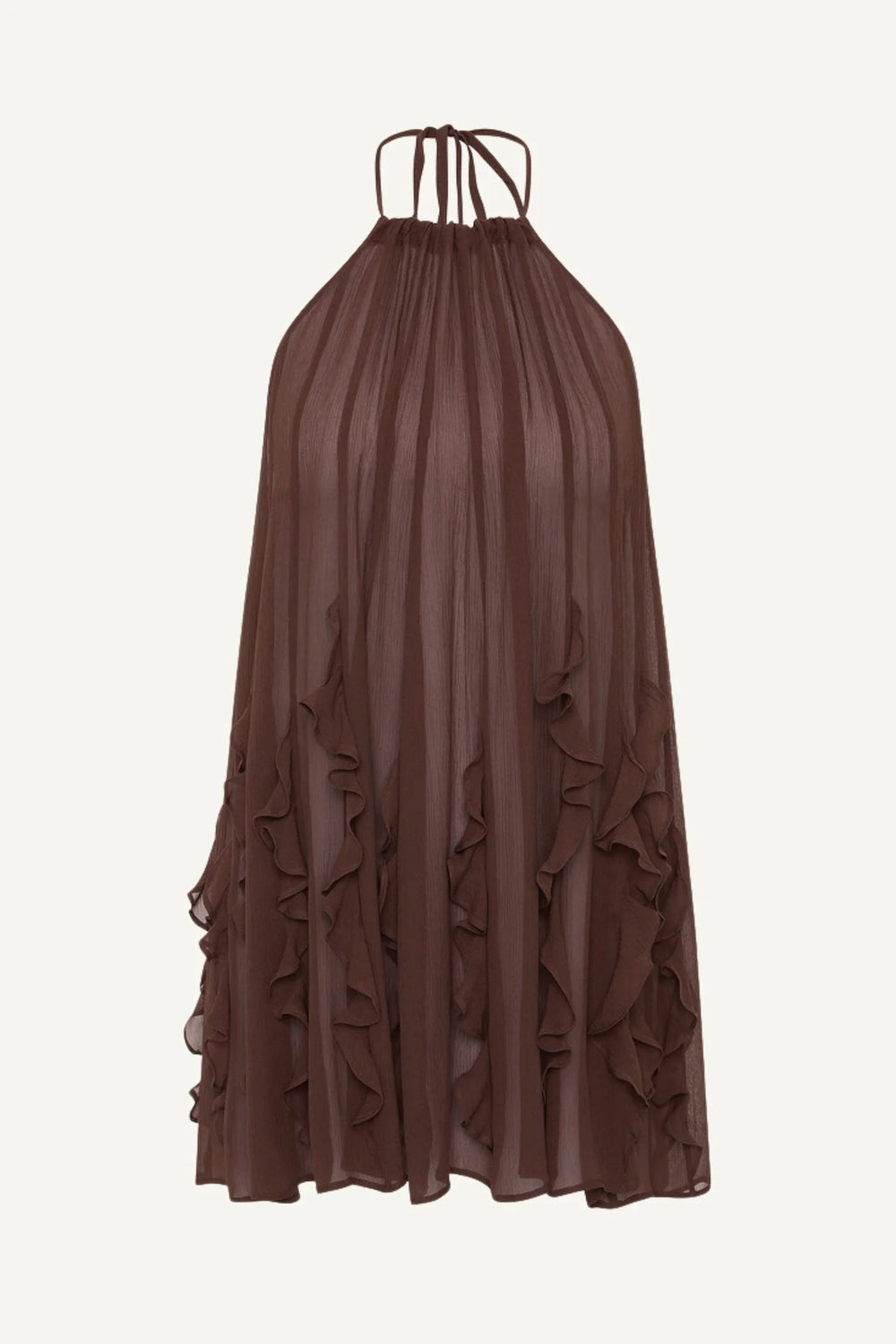 Jellyfish Ruffle Mini Dress Chocolate