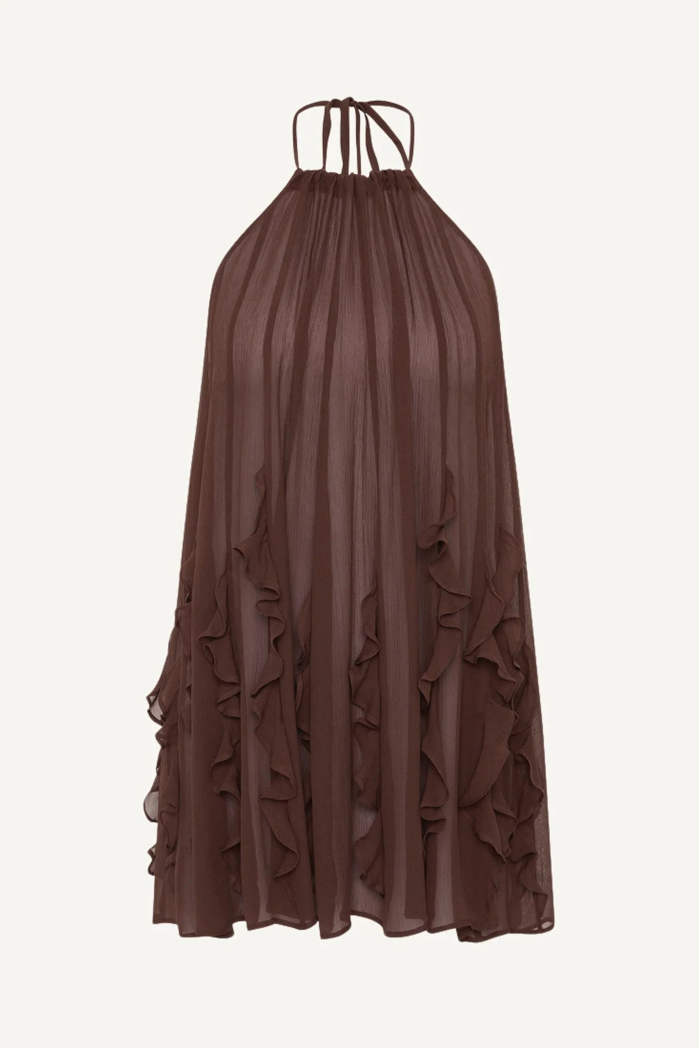 Jellyfish Ruffle Mini Dress Chocolate