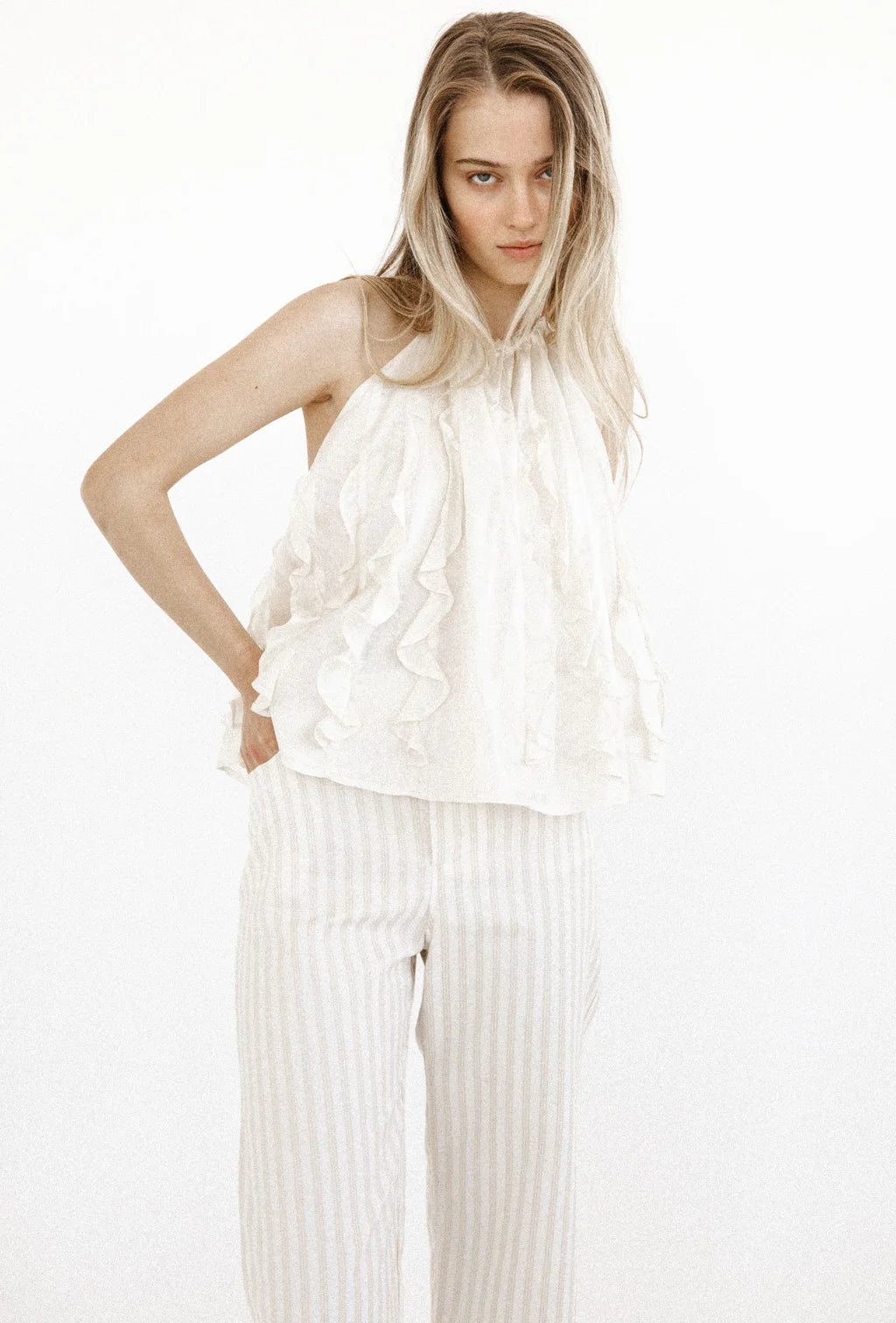 Jellyfish Ruffle Top Pearl