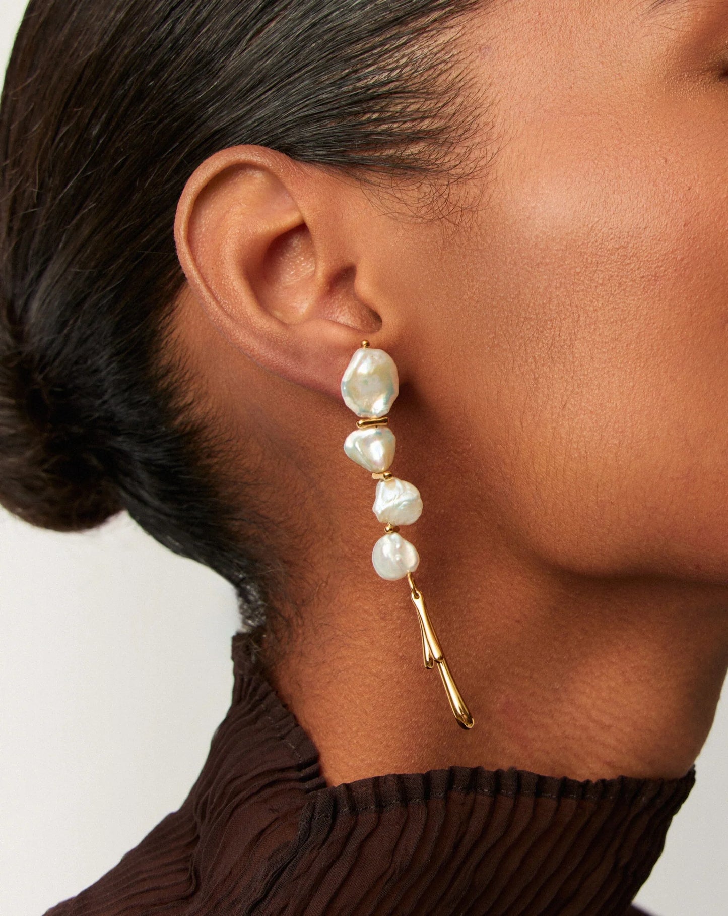 Keshi Pearl Sculptural Drop Earrings