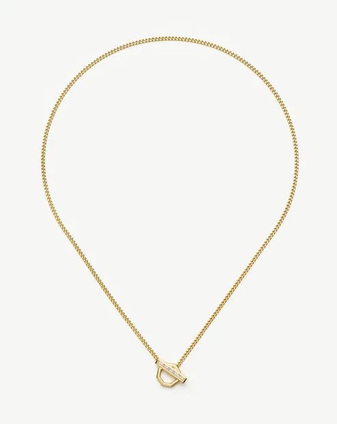 Lucy William T-Bar Hex Pendant Necklace Gold