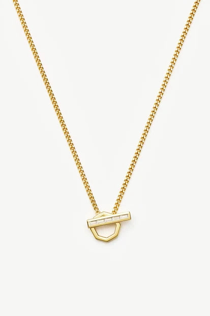 Lucy William T-Bar Hex Pendant Necklace Gold