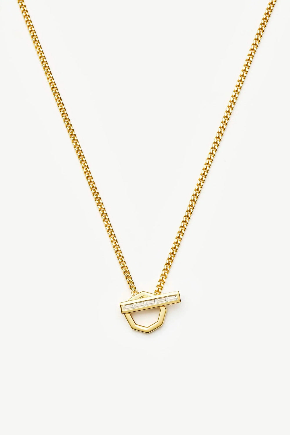 Lucy William T-Bar Hex Pendant Necklace Gold