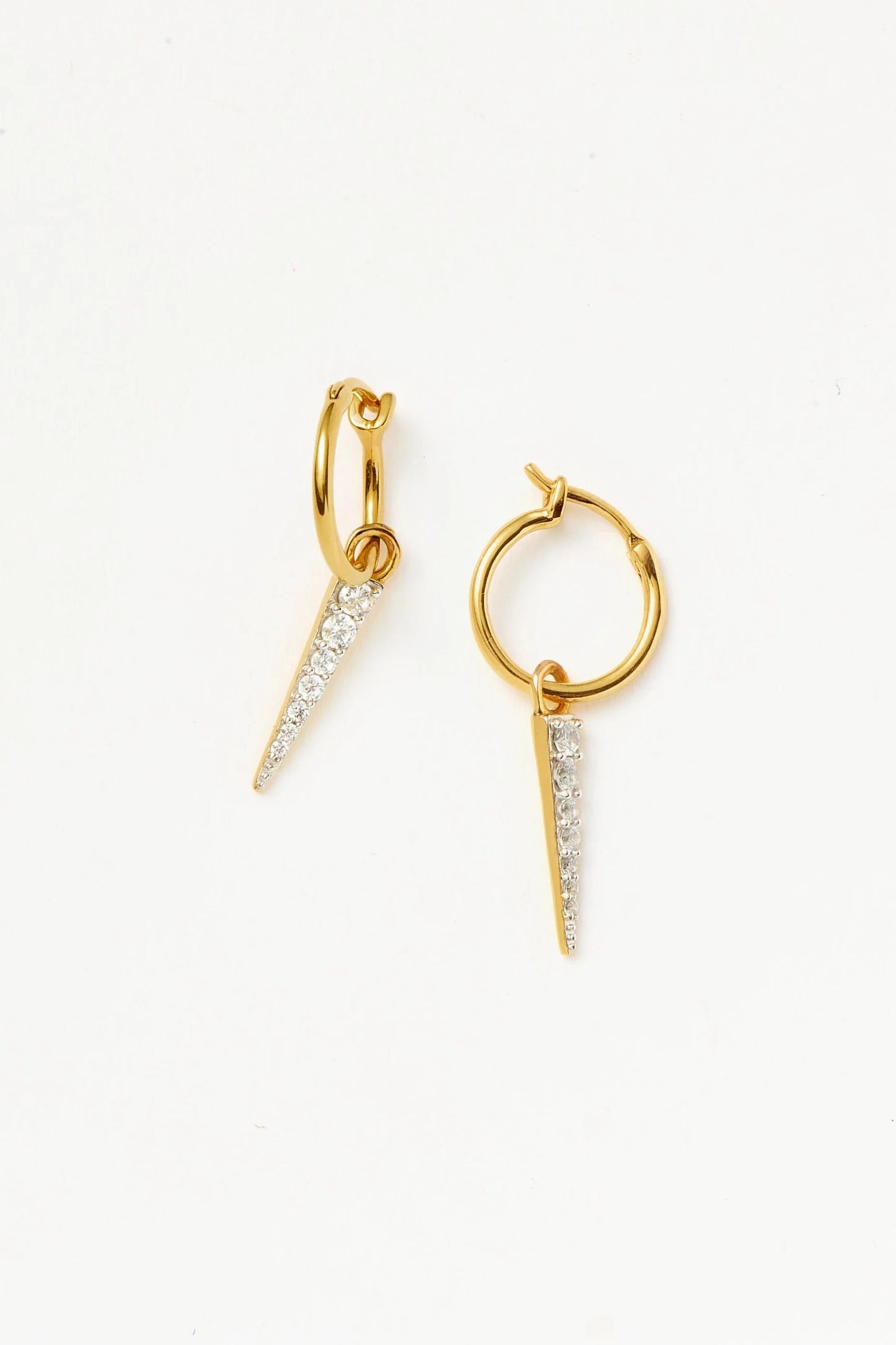 Missoma Mini Pave Spike Charm Hoop Earrings  Gold Cubic Zirconia