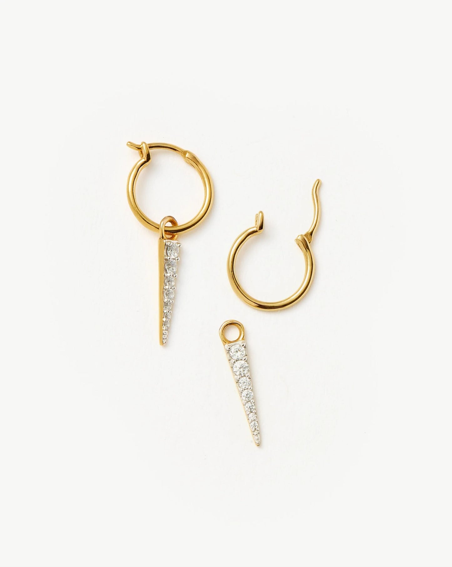 Missoma Mini Pave Spike Charm Hoop Earrings  Gold Cubic Zirconia