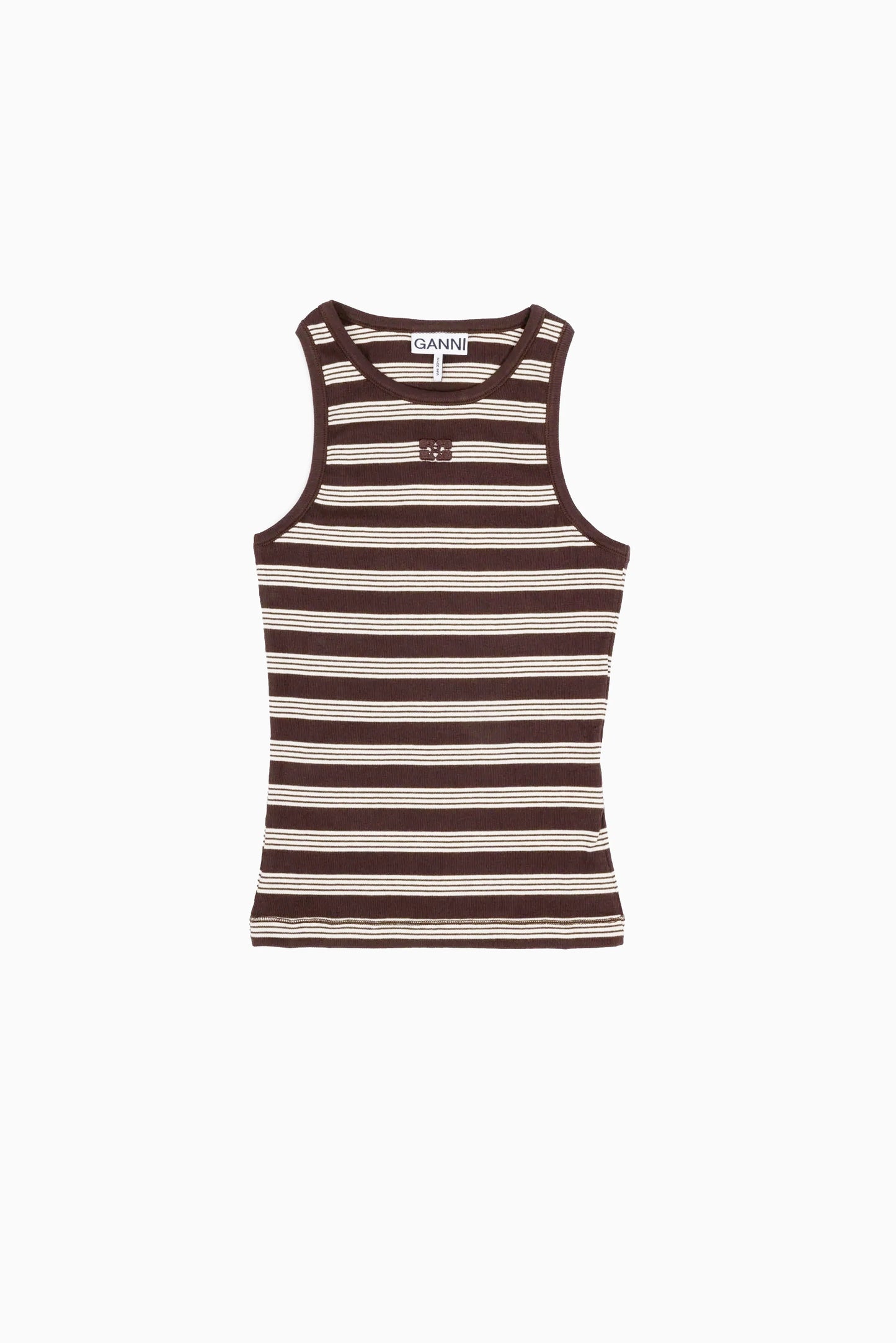 Soft Cotton Rib Tank Top Stripe Mole