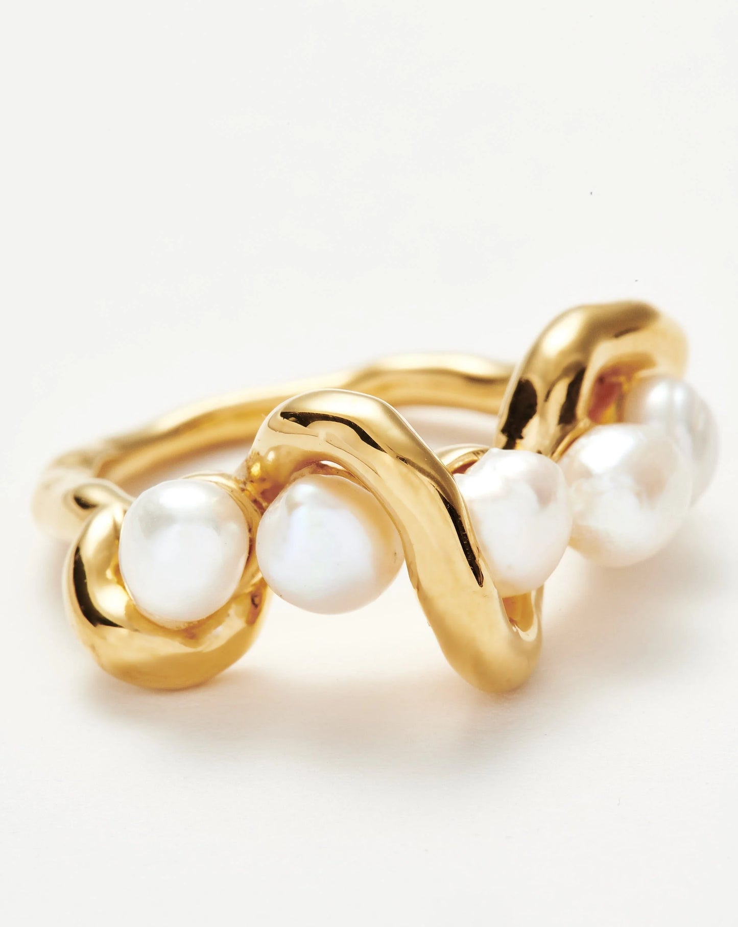 Molten Pearl Twisted Stacking Ring Gold