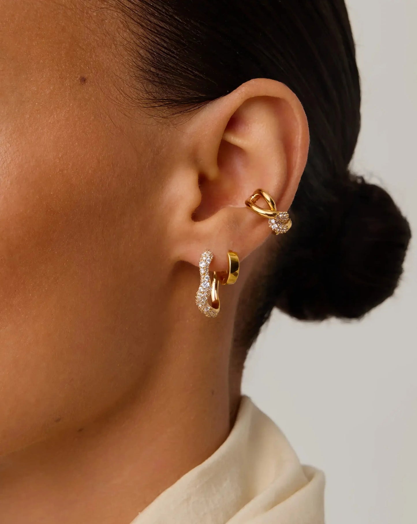 Molten Snow Small Hoop Earrings Gold