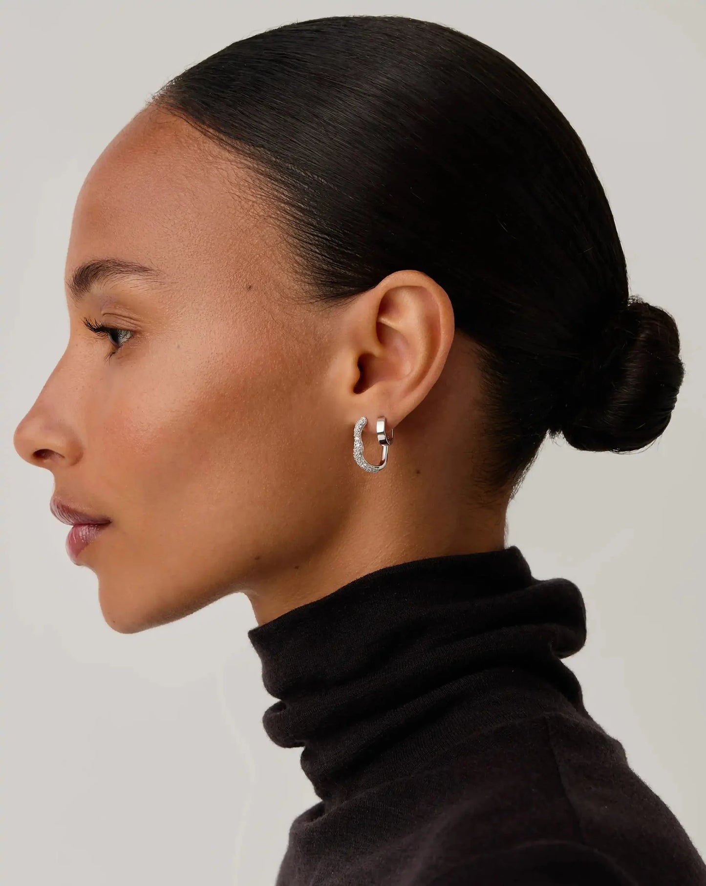 Molten Snow Small Hoop Earrings Silver