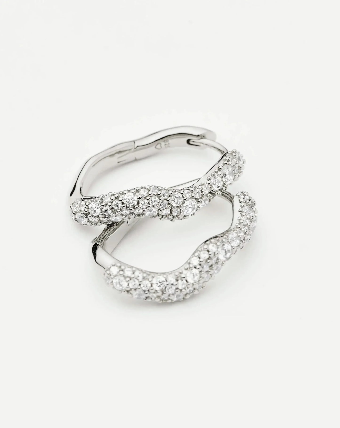Molten Snow Small Hoop Earrings Silver